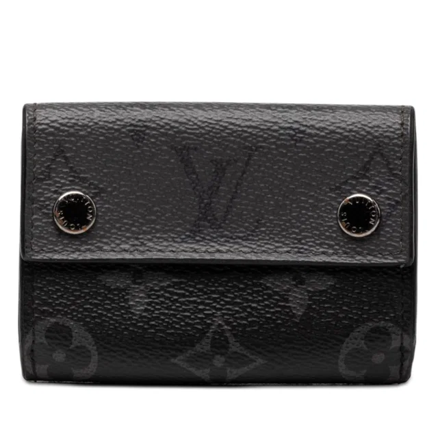 Black Louis Vuitton Monogram Eclipse Reverse Discovery Compact Wallet Small Wallets in Black Coated canvas from Designer Revival