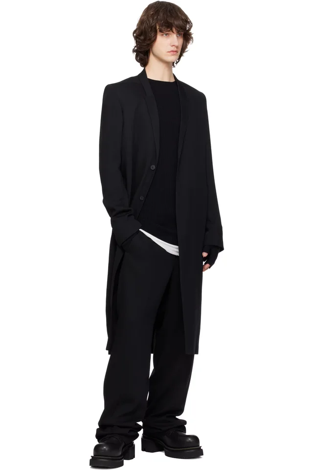 Rick Owens Black Temple Tailored Dietrich Trousers, photo 4 of 4 from SSENSE