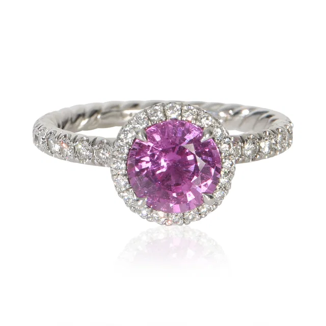 David Yurman 1.64 ct Round Sapphire and Diamond Eden Halo Engagement Ring from myGemma