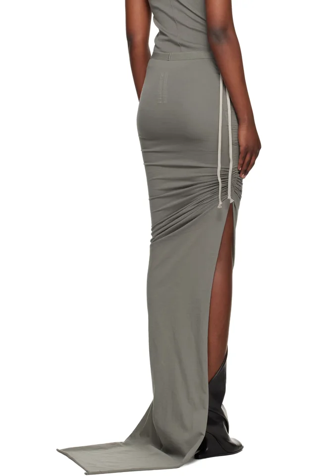 Rick Owens Gray Temple Edfu Maxi Skirt, photo 3 of 4 from SSENSE