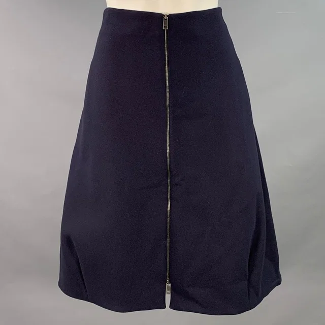 Jil Sander Size 2 Navy Cotton Blend Zip Up A-Line Skirt in blue from Poshmark