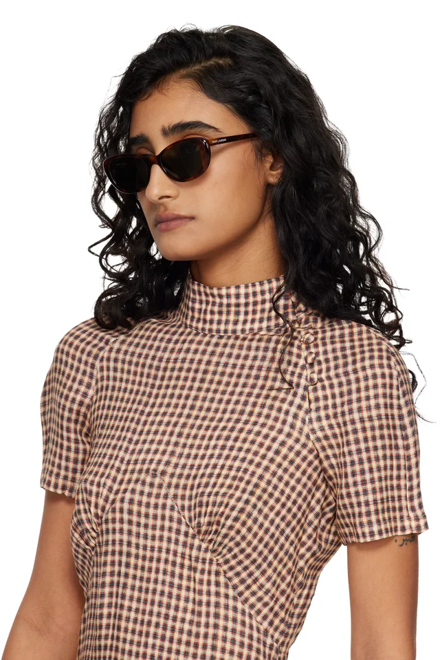 Saint Laurent Brown SL 822 Sunglasses, photo 4 of 4 from SSENSE