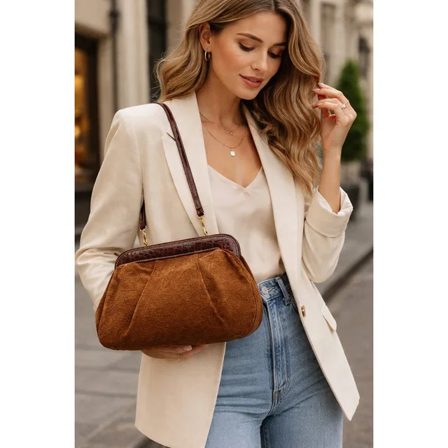 Furla Vintage Brown Suede & Leather Shoulder Bag Y2k in brown|red Suede from Poshmark, photo 1 of 1