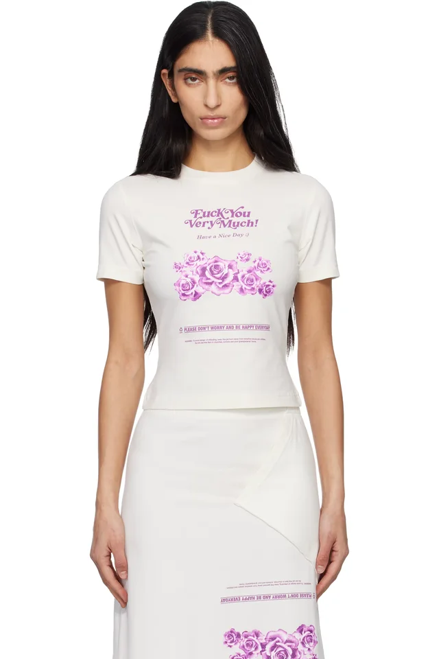 VETEMENTS Off-White 'Fuck You Very Much!' Baby T-shirt, image 1 of 1 from SSENSE