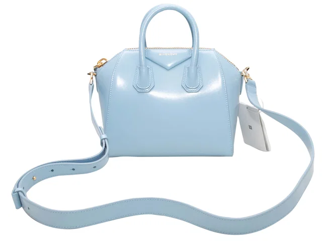 Light Blue Givenchy Patent Mini Antigona Bag in Blue Patent leather from Designer Revival, photo 1 of 1