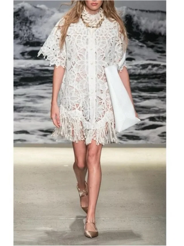 $1950 Zimmermann Wavelength Shirt Dress Size 2 in white from Poshmark