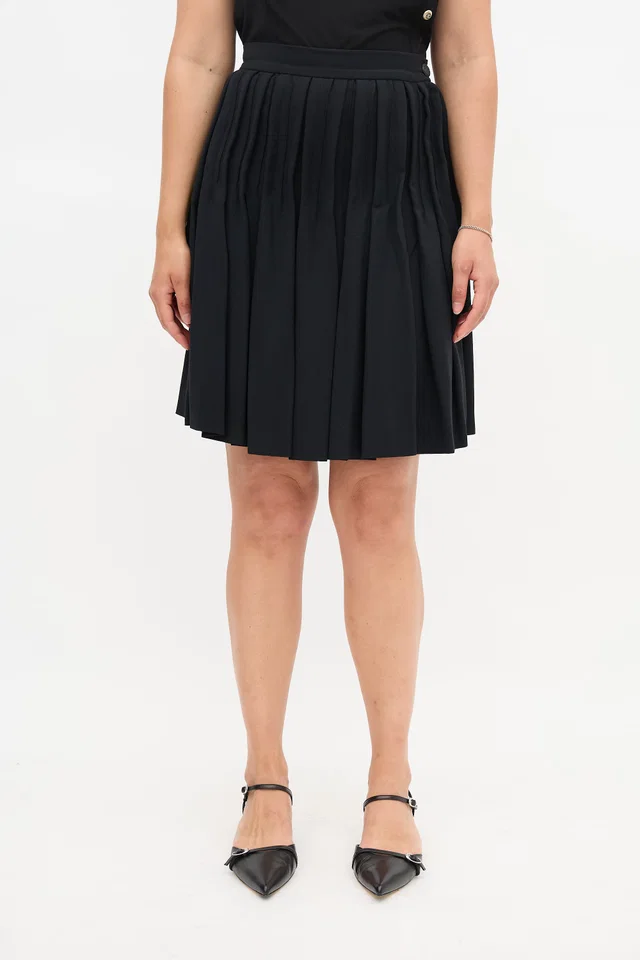Chanel Crepe Pleated Skirt in Silk from VSP Consignment