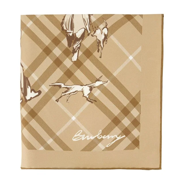 Burberry Silk Check Scarf — Beige Scarfs in Beige Silk from HEWI