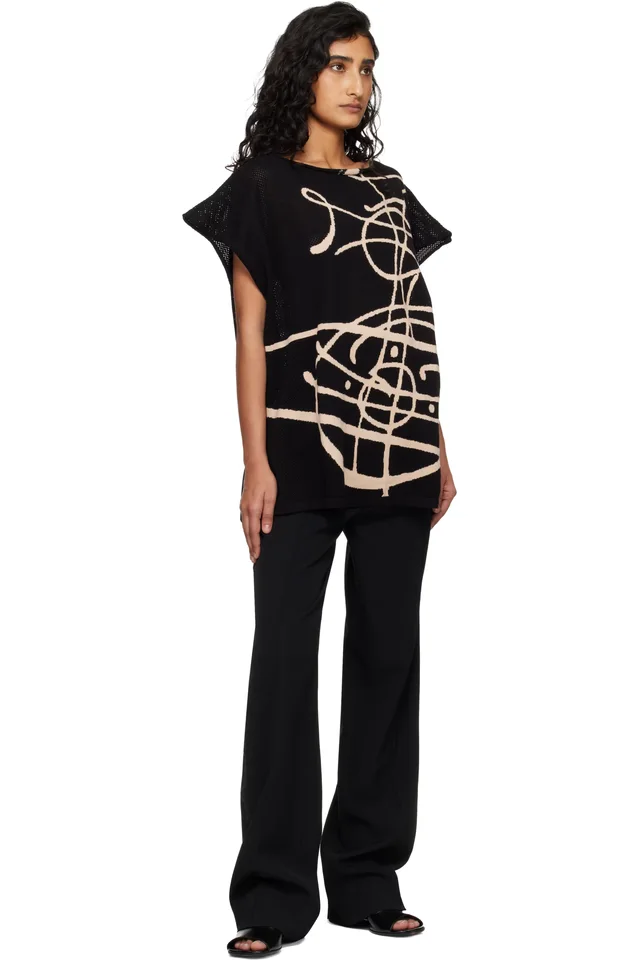 Vivienne Westwood Black Beach Top Graffiti Orb Cover-Up Top, photo 4 of 4 from SSENSE