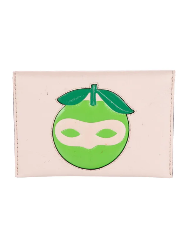 Delvaux Leather Graphic Print Card Holder in pink Leather from The RealReal