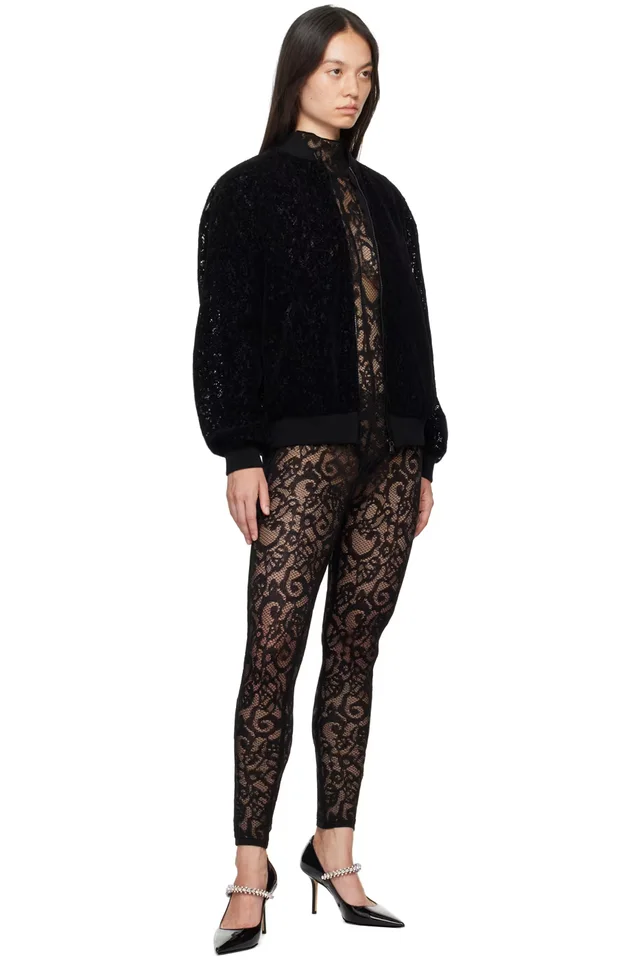 Moschino Black Lace Bomber Jacket, photo 4 of 4 from SSENSE