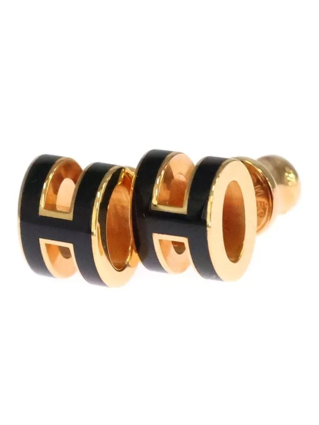 Hermès Pop Motif Gold Earrings Black in gold from Poshmark, photo 1 of 1