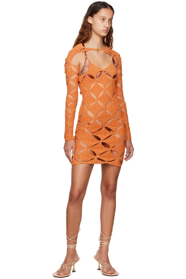 Isa Boulder SSENSE Exclusive Orange & Yellow Reversible Minidress, photo 4 of 4 from SSENSE