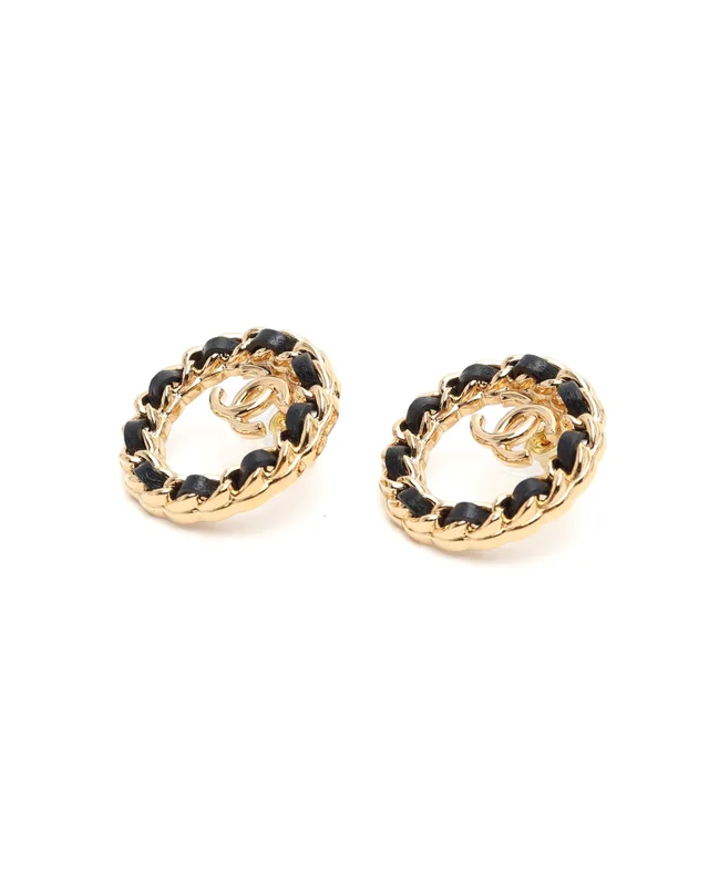 Chanel Coco Mark Leather Earrings in Leather from A Retro Tale, photo 3 of 4