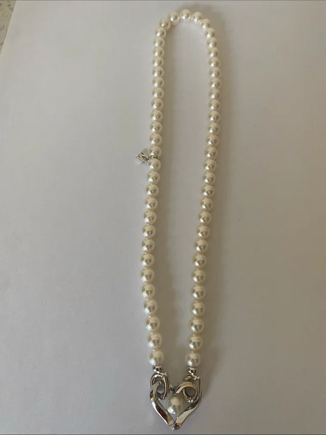 Mikimoto White Pearl Necklace With 13k White Gold Heart Clasp in gray|white|silver from Poshmark