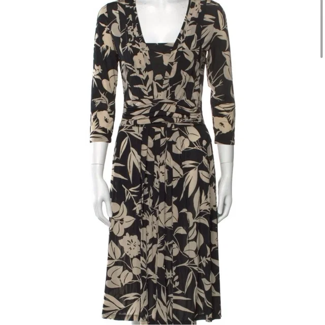 Etro Long Sleeve Black And Cream Floral Cocktail Dress in black Nylon from Poshmark