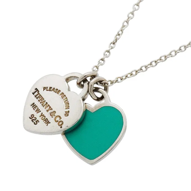 Necklace Double Return to Tiffany Heart 925 Sterling Silver Blue in Blue from The Reluxe