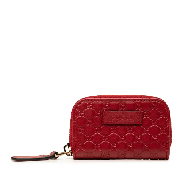Red Gucci Microguccissima Zip Around Coin Purse in Red Leather from Designer Revival