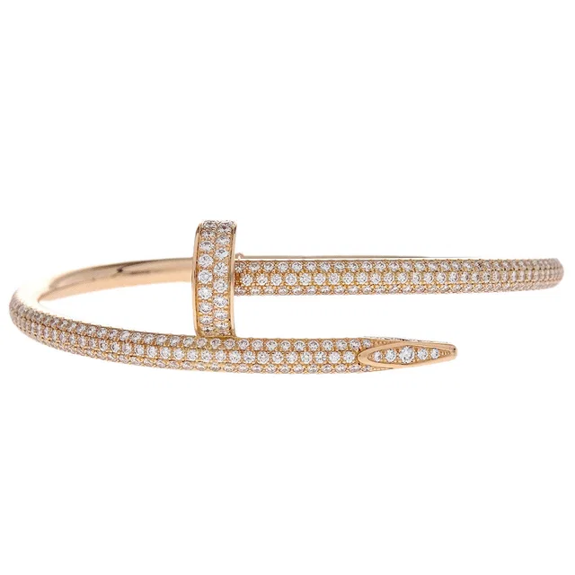 Cartier Juste Un Clou Semi Pave Bracelet #15 CHW900 Au750 Diamond Jewelry from AMORE Vintage Tokyo