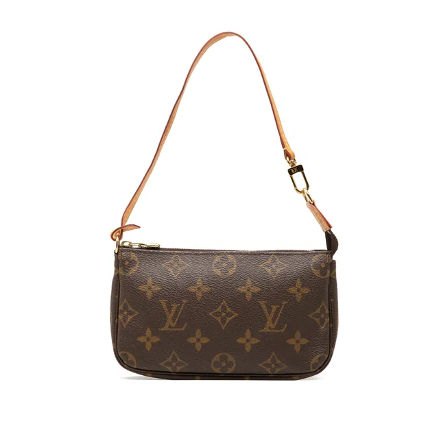 Brown Louis Vuitton Monogram Mini Pochette Accessoires Handbag in Brown Coated canvas from Designer Revival