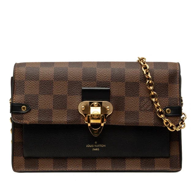 Black Louis Vuitton Damier Ebene Vavin Wallet on Chain Crossbody Bag in Black Canvas from Designer Revival