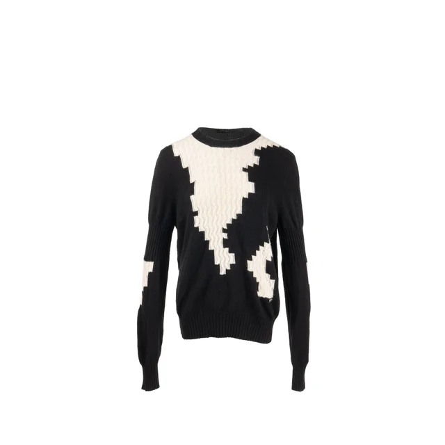 Chanel Size 42 16A Sweater Cashmere Black/White in Black Cashmere from EMIER
