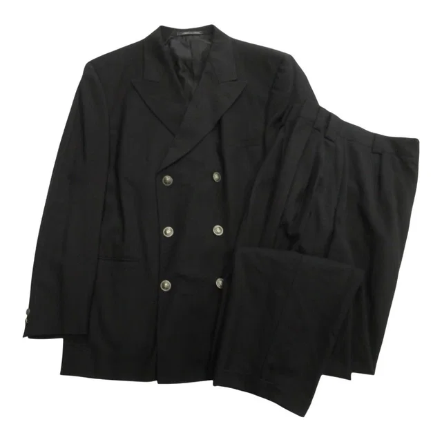 Versace Gianni Medusa Button Suit Double Jacket Pants Vintage 48 Black 50 in Black from The Reluxe