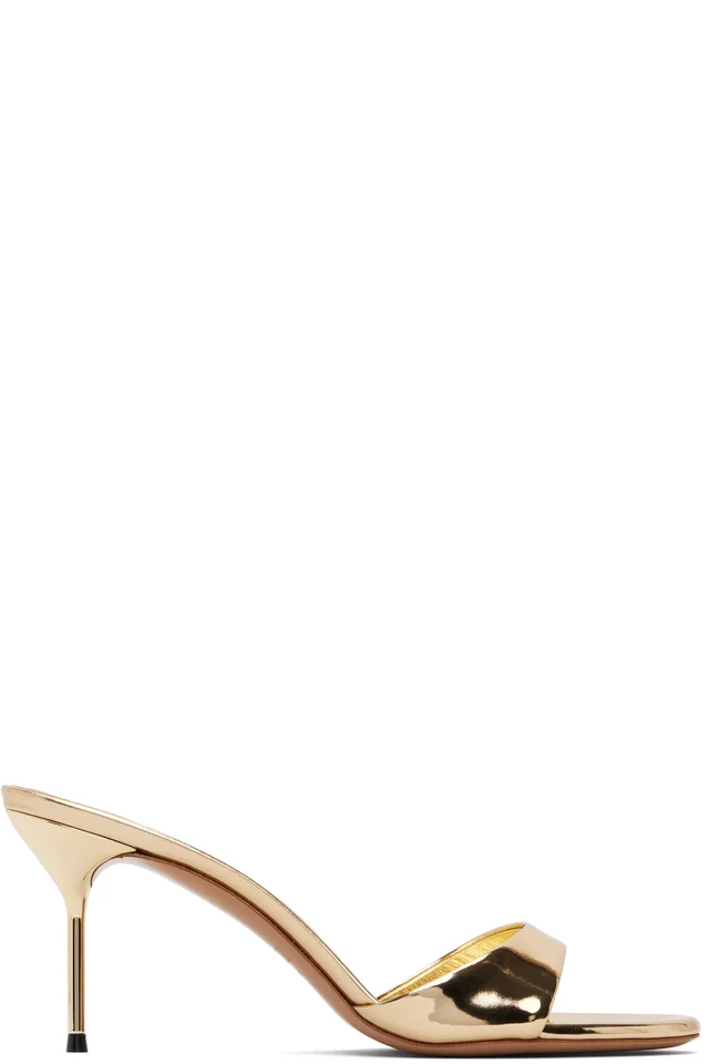Gold Lidia Mule Heeled Sandals, image 1 of 1 from SSENSE