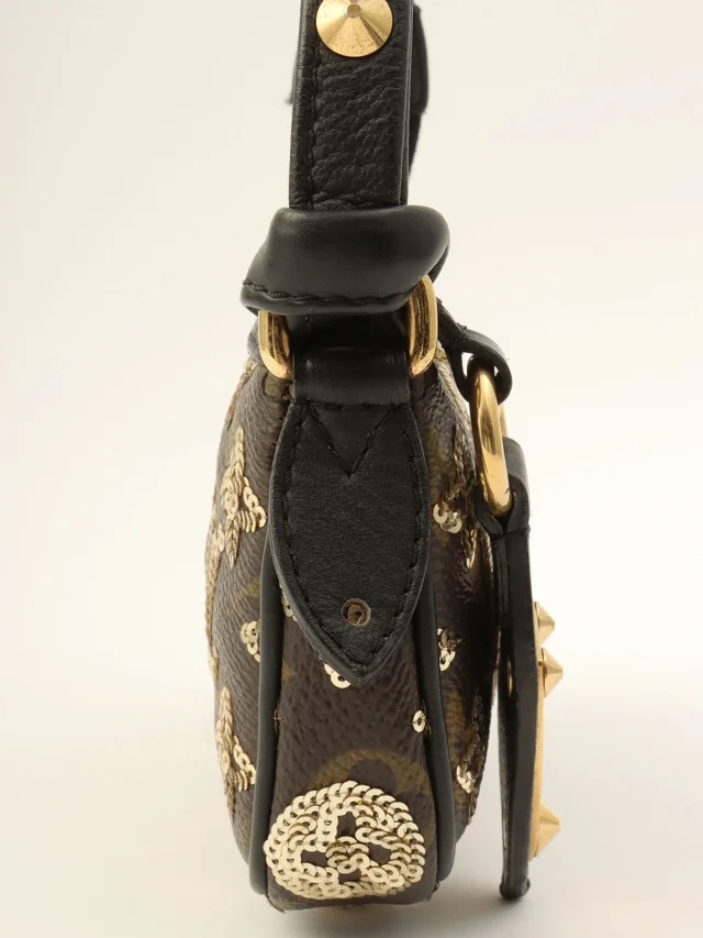 Louis Vuitton 2008 Monogram Eclipse Mini Pochette Accessoires Brown in Brown Leather from VINTAGE QOO TOKYO, photo 3 of 11