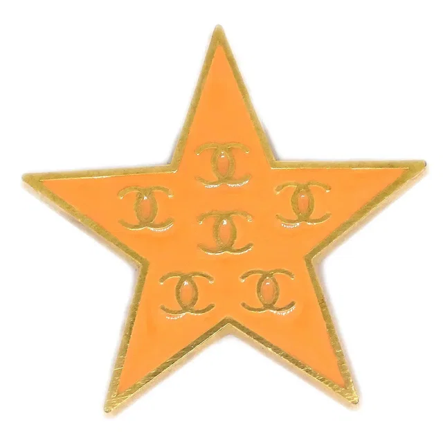 Chanel Star Brooch Pin Orange 01P in Orange from AMORE Vintage Tokyo