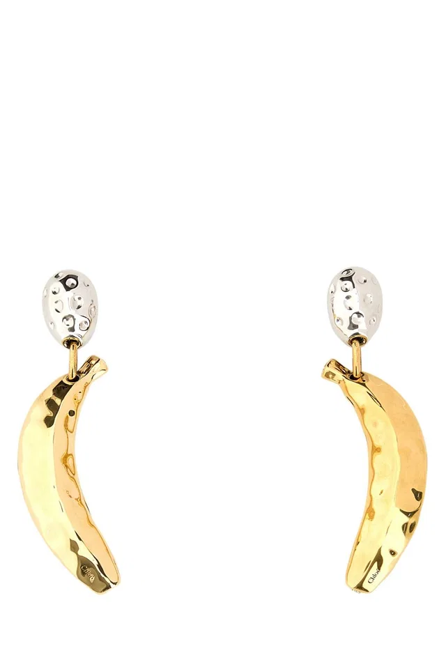 Chloé Curved Perforated Earrings — Gold Exterior: Brass in Gold from HEWI