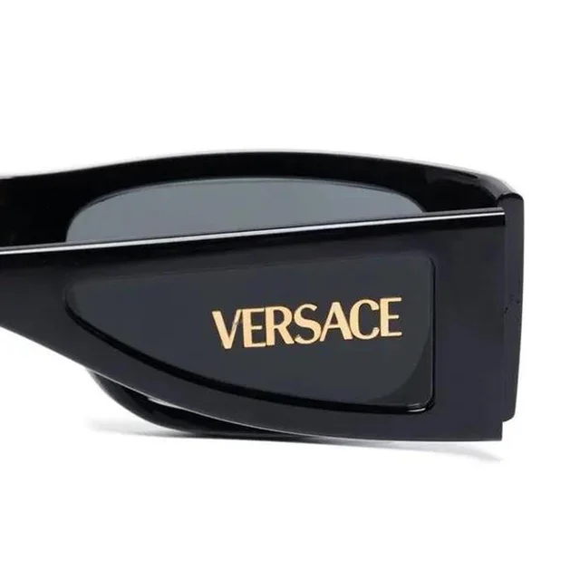 Versace Women's Oversized Sunglasses - Black in black from Depop, photo 2 of 9