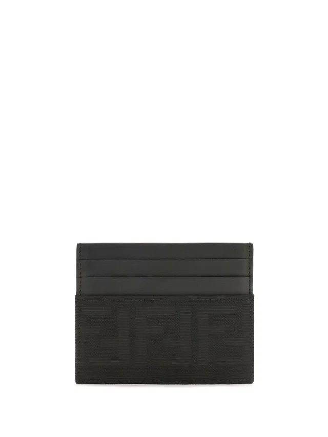 Fendi Ff Jacquard Calf Leather Card Case — Black Polyester Cases in Black Calfskin from HEWI
