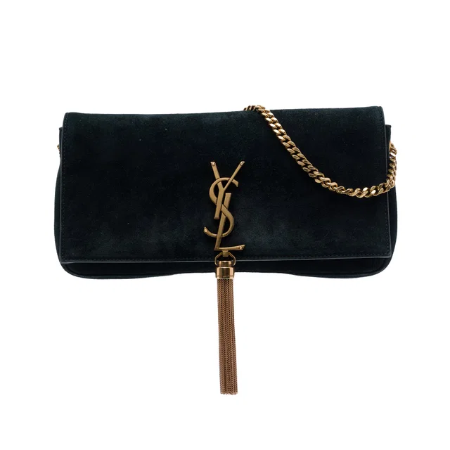 Black Saint Laurent Suede Monogram Kate 99 Tassel Bag Satchel in Black Suede from Designer Revival