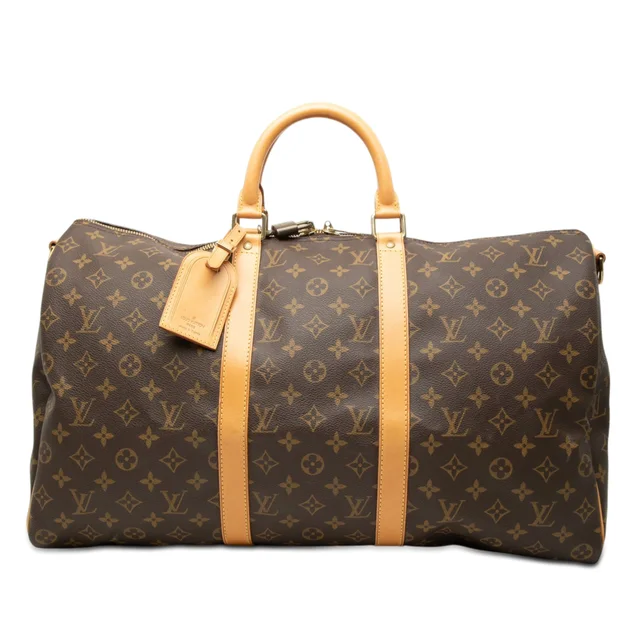 Brown Louis Vuitton Monogram Keepall Bandouliere 50 Travel Bag in Brown Coated canvas from Designer Revival