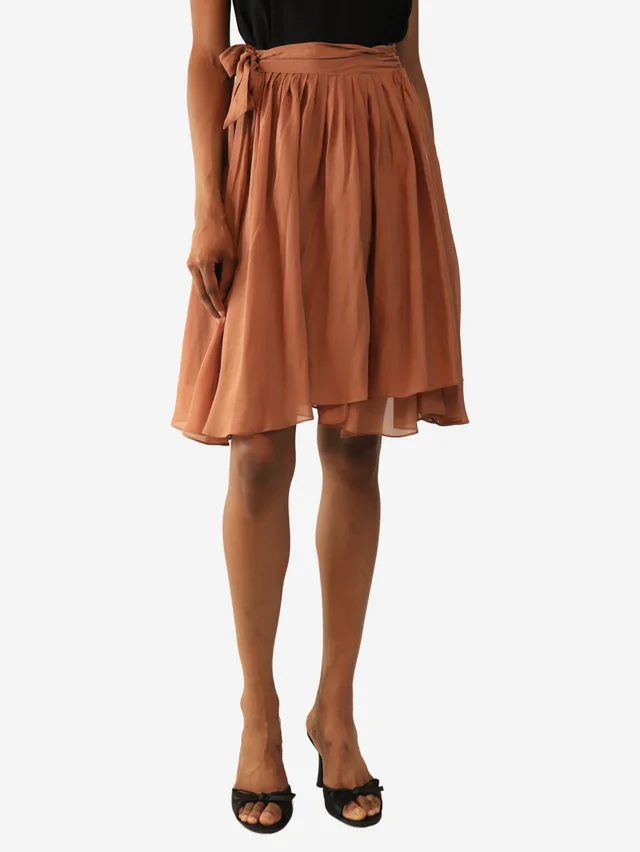 Chloé Burnt rose silk wrap mini skirt - size UK 8 in Pink Silk from Sign of the Times