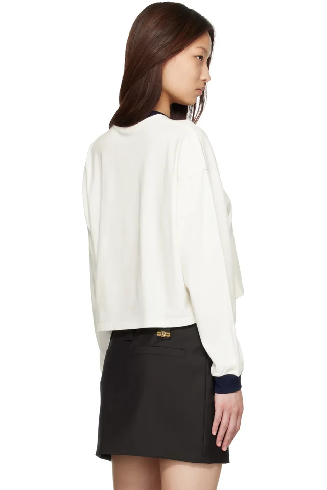 Versace White Stretch Cotton-Jersey Long-Sleeved T-shirt, photo 3 of 4 from SSENSE