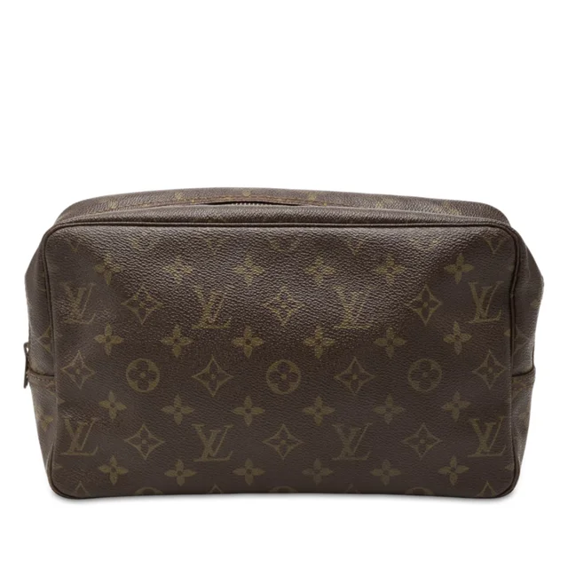 Brown Louis Vuitton Monogram Trousse Toilette 28 Clutch Bag in Brown Coated canvas from Designer Revival