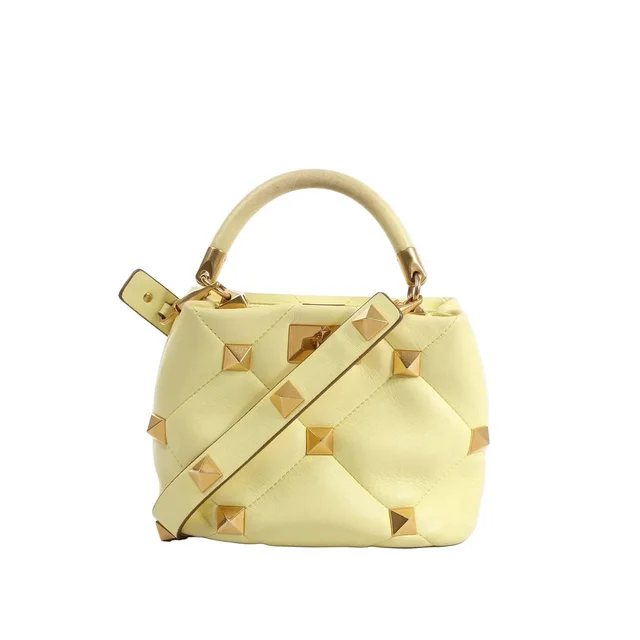 Valentino Garavani Roman Studs Leather 2Way Handbag in yellow Leather from Her-Age, photo 1 of 1