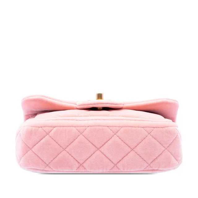 Pink Chanel Mini Quilted Velvet Double Frame Flap Crossbody Bag in Pink Velvet from Designer Revival, photo 2 of 2