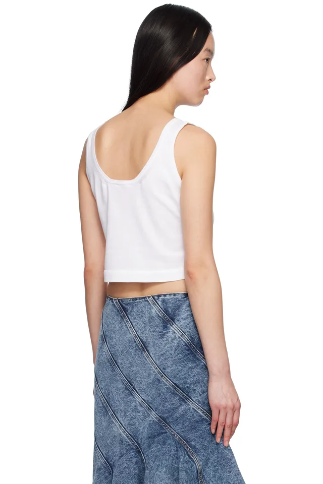 ALAÏA White Crop Tank Top, photo 3 of 4 from SSENSE