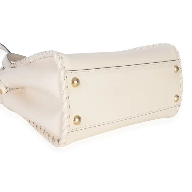 Fendi Cream Vitello King Interlace Mini Peekaboo Iconic Satchel Neutral Leather Handbag in White Leather from HEWI, photo 2 of 2
