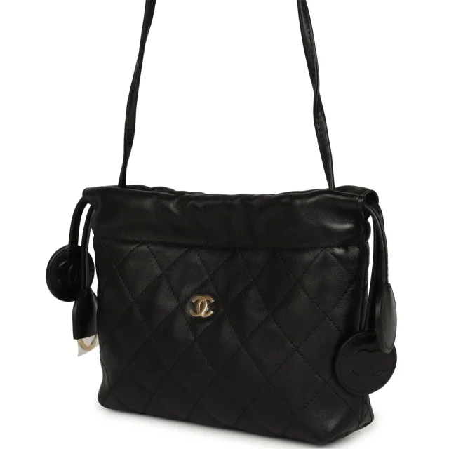 Chanel CC Drawstring Clutch in Black Lambskin from Madison Avenue Couture, photo 6 of 10