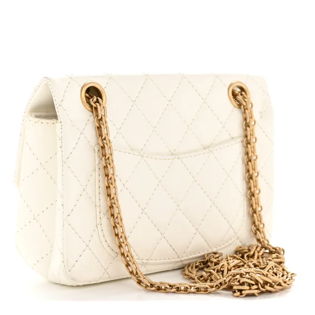 Chanel Aged Calfskin Quilted 2.55 Reissue Mini Flap White in White Calfskin from FASHIONPHILE, photo 3 of 14