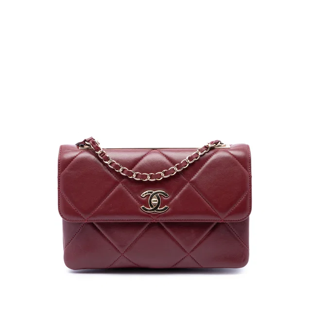 Red Chanel Quilted Lambskin Trendy CC Flap Shoulder Bag in Red Lambskin from Designer Revival