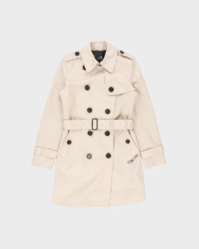 A/W 2018 Coach Women's Blush Pink Signature C Monogram Lined Double Breasted Canvas Trench… in Pink Canvas from Rokit Vintage
