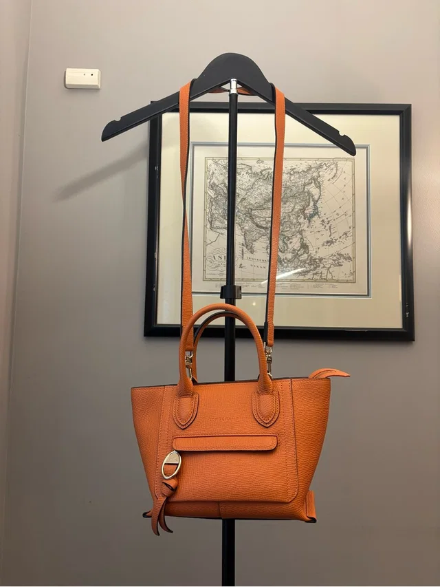Longchamp Leather Structured Tote Bag With Crossbody Strap in orange Leather from Poshmark