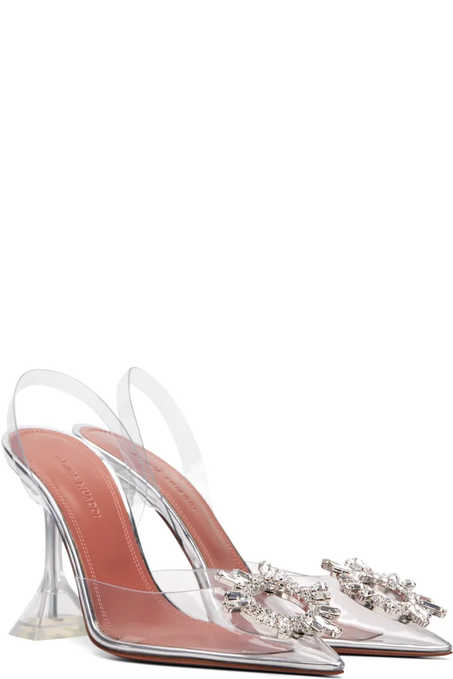 Amina Muaddi Transparent Begum Glass Sling 95 Heels, photo 4 of 5 from SSENSE