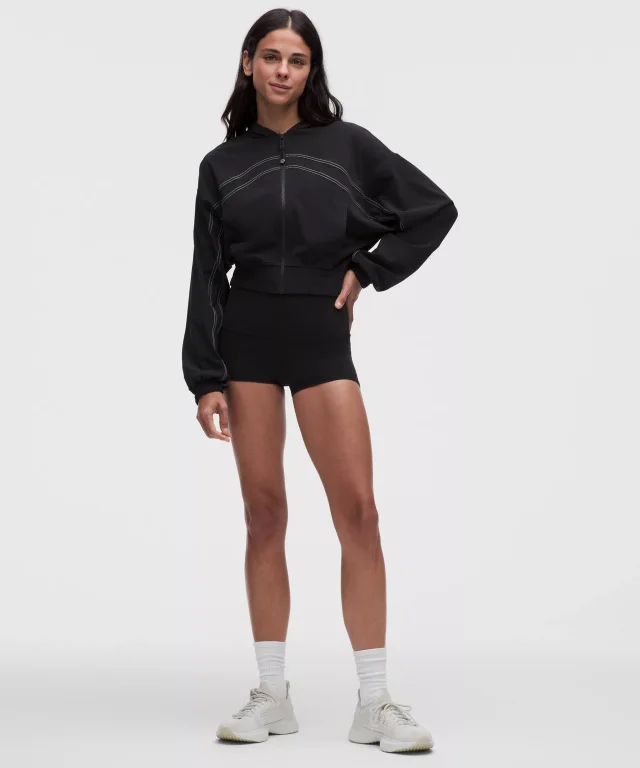 lululemon Define Hooded Track Jacket *Swift in Black/Light Ivory, photo 2 of 6 from lululemon
