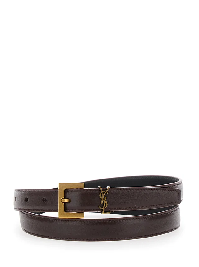 Saint Laurent Belt — Brown Calf Leather in Brown Calfskin from HEWI